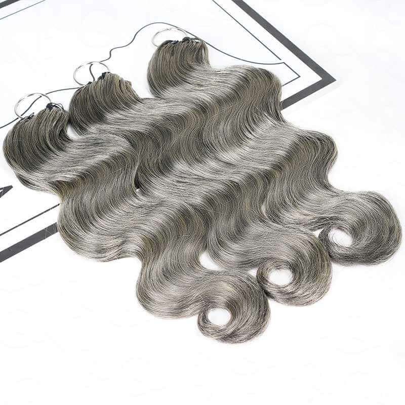 P3G5|Salt Pepper Small Kinky Curly Feather Crochet Human Hair - Image 16