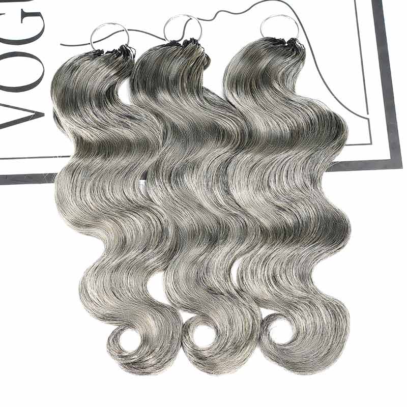 P3G5|Salt Pepper Small Kinky Curly Feather Crochet Human Hair - Image 18