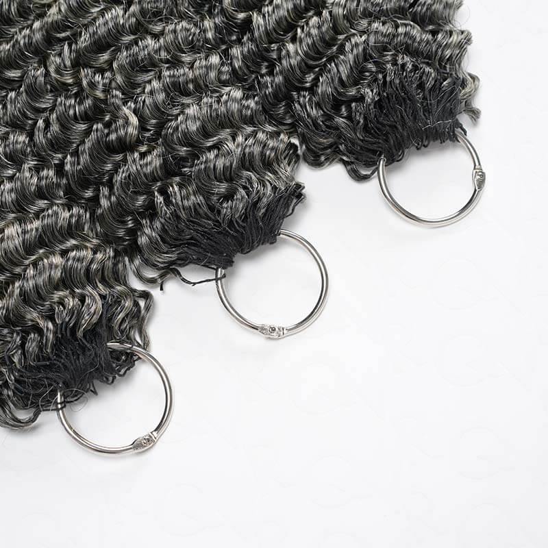 P3G5|Salt Pepper Small Kinky Curly Feather Crochet Human Hair - Image 8