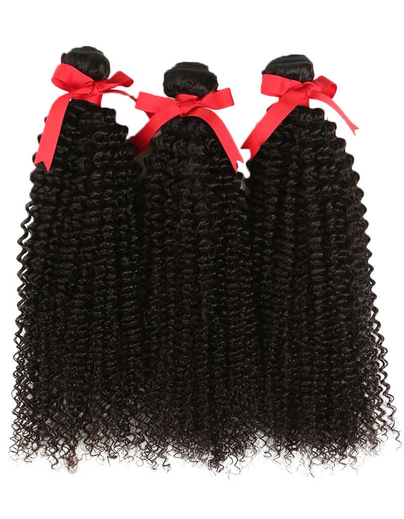 QVR Mongolian Human Hair Bundles Virgin Kinky Curly Jerry Curl Hair 3 Bundles Natural Color - Image 3