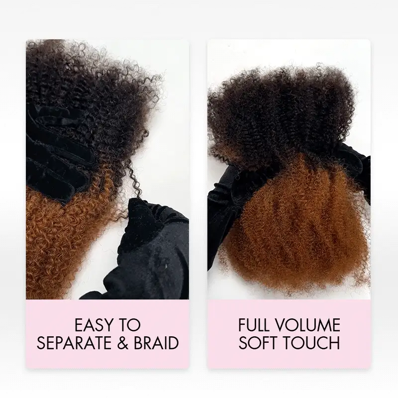 QVR Ombre Brown #T1B/30 Afro kinky Bulk Human Hair for Braiding & Twists - Image 7