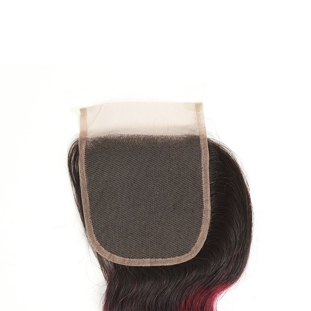 QVR Remy Human Hair 4x4 Closure Body T1B/99J - Image 3
