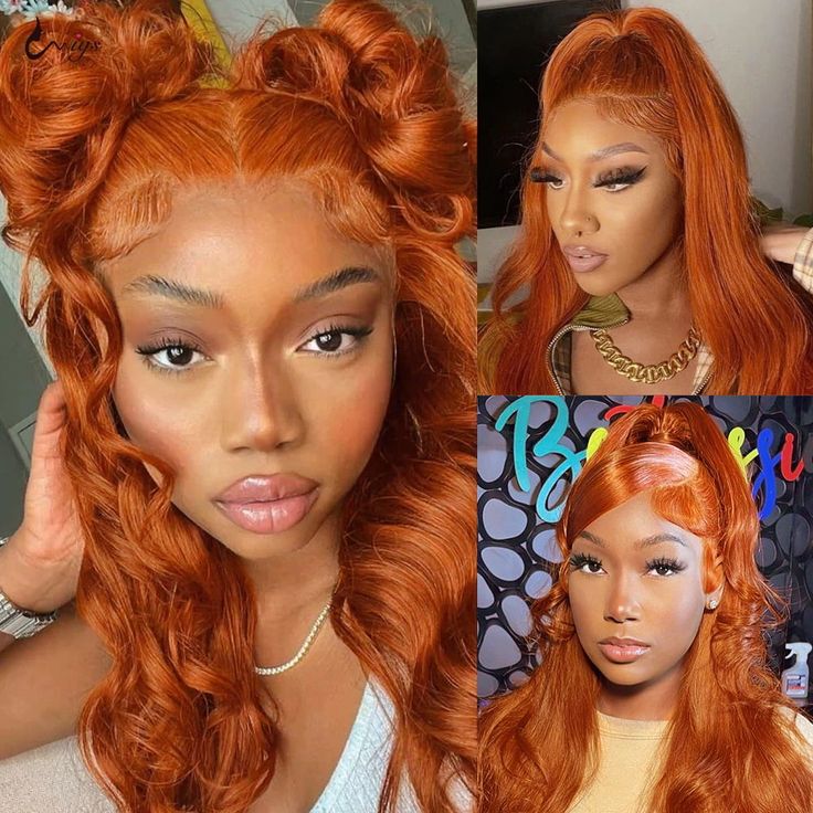 QVR Ginger Orange Straight Glueless Wigs Brazilian Virgin Hair Lace Frontal Wig Pre Plucked with Baby Hair - Image 5