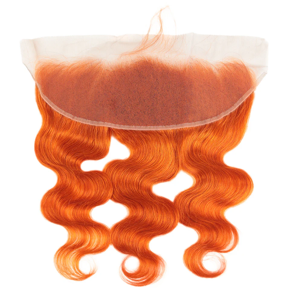 QVR Body Wave Hair Bundles With Closure Remy Human Hair 3 Bundles with Frontal Orange Ginger Color - Image 7