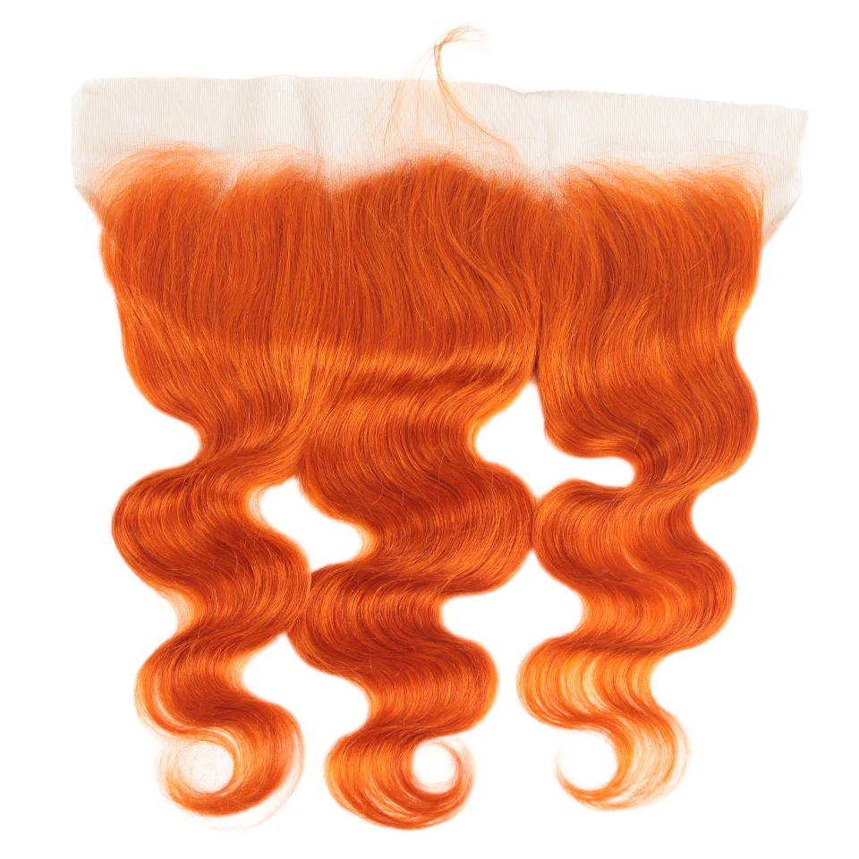 QVR Body Wave Hair Bundles With Closure Remy Human Hair 3 Bundles with Frontal Orange Ginger Color - Image 8
