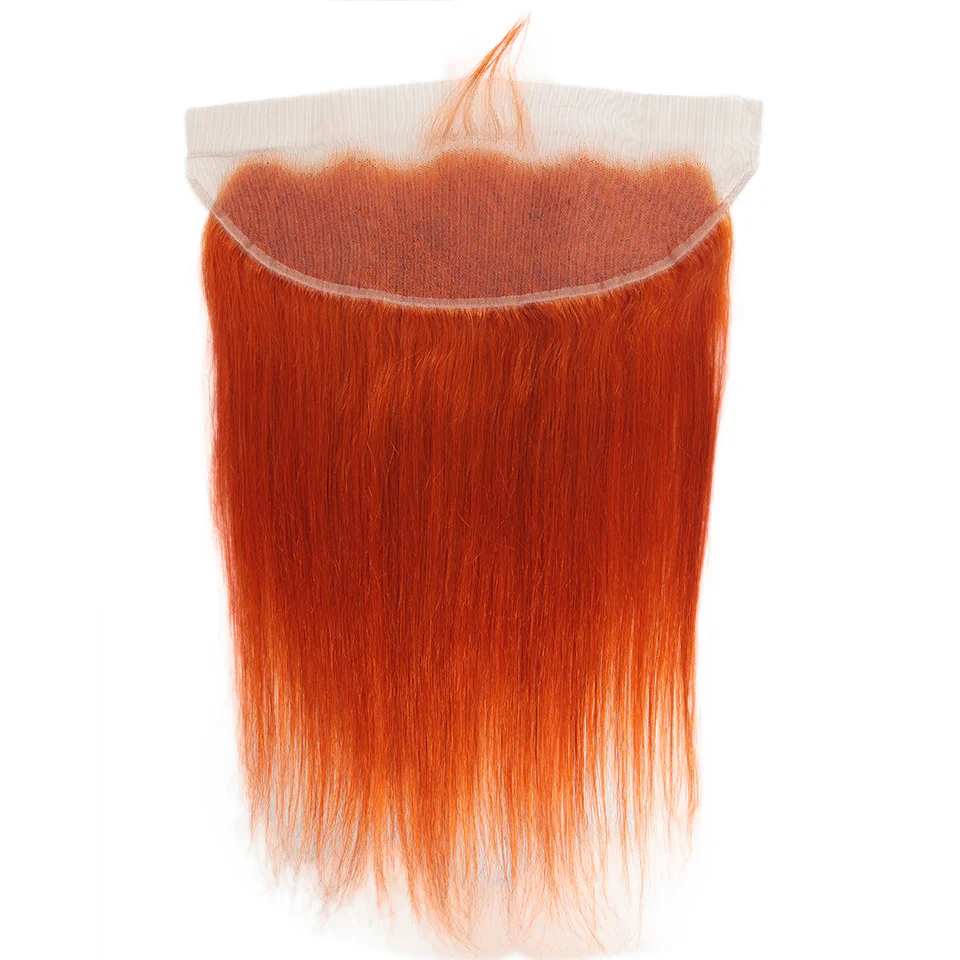 Queen Remy Human Hair Ginger Orange Color 3 Bundles with Closure Straight Hair Weave Orange Color - Image 5