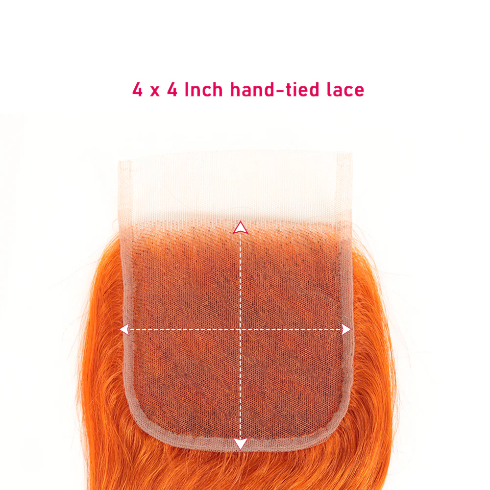 Queen Remy Human Hair Ginger Orange Color 3 Bundles with Closure Straight Hair Weave Orange Color - Image 7