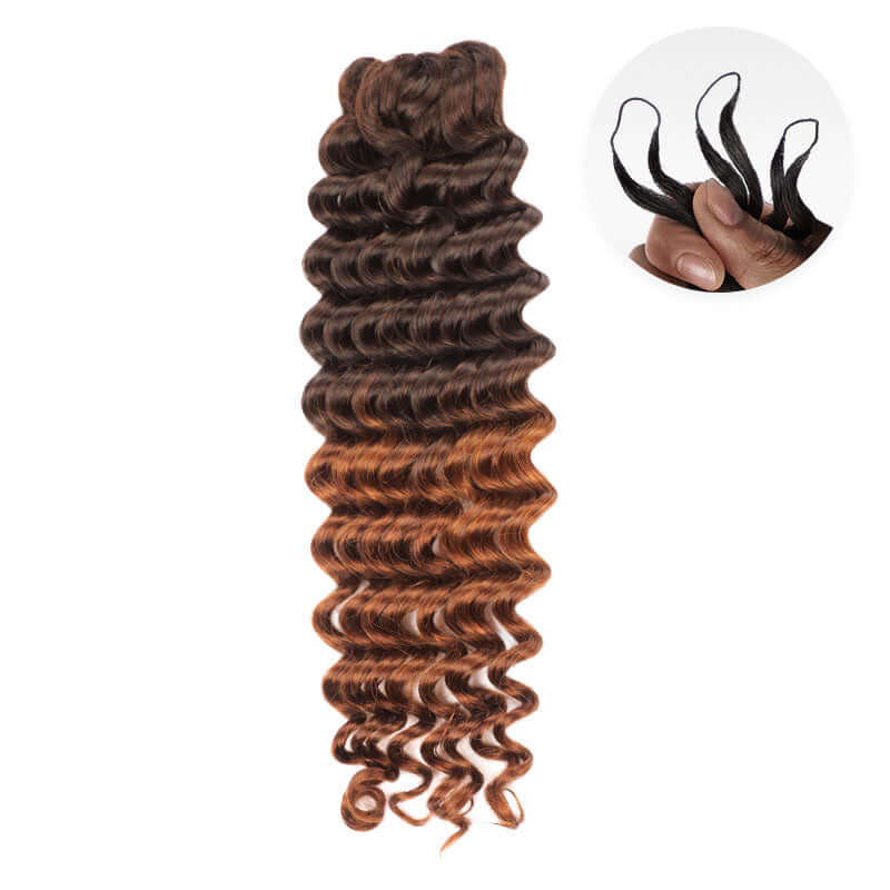 QVR Lightweight T2/30 Color Deep Wave Feather Crochet Braid Human Hair Extensions - Image 4