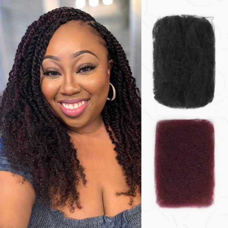 QVR Affordable Afro Kinky Bulk Human Hair 99J Burgundy Color For Braiding DreadLock - Image 12