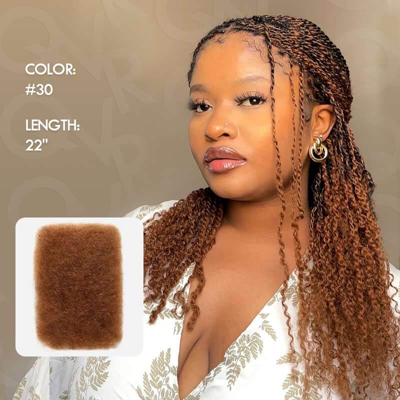 QVR Affordable Afro Kinky Bulk Human Hair Auburn Color For Braiding DreadLock - Image 6