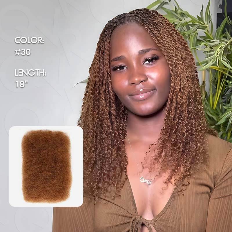 QVR Affordable Afro Kinky Bulk Human Hair Auburn Color For Braiding DreadLock - Image 10