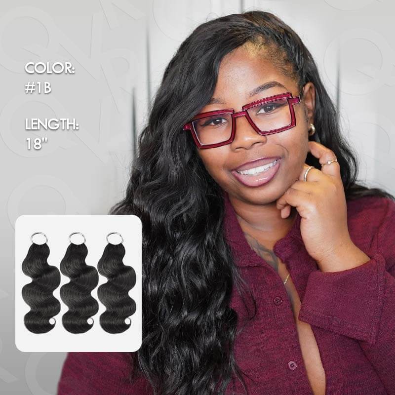 QVR Body Wave Crochet Hair Natural Black Machine Made Feather Human Hair Extension - Image 6