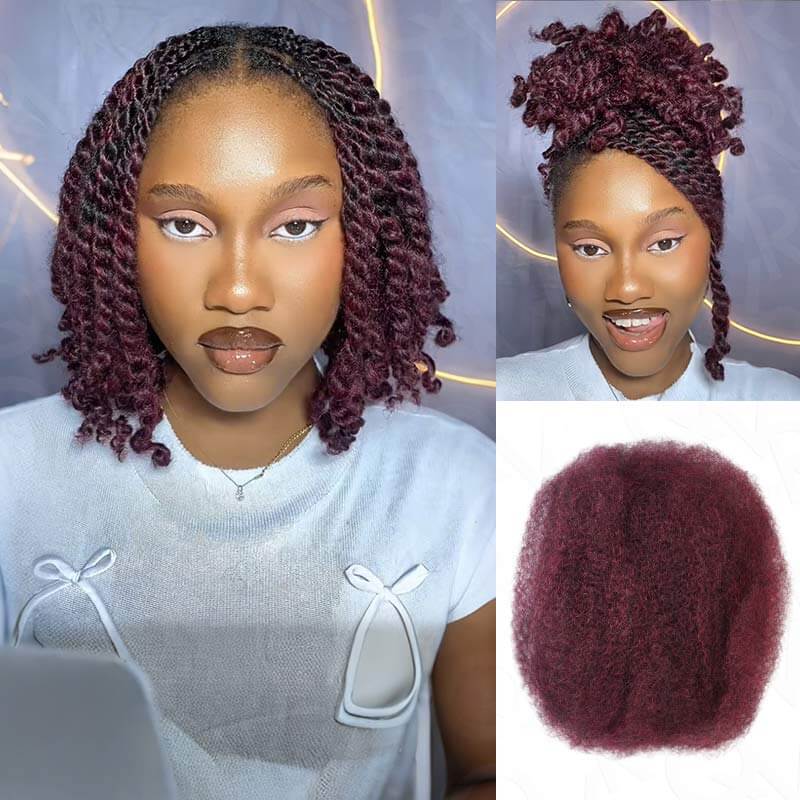 QVR Mixed Color #4/30 Afro Kinky Bulk Highlights #27/30 Human Hair - Image 14