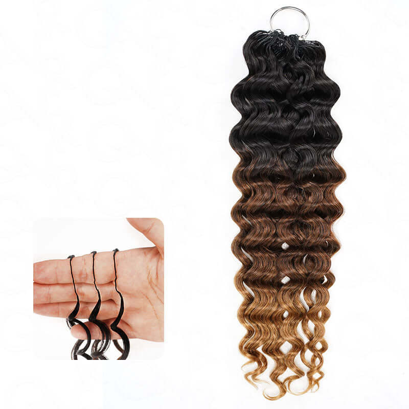 QVR Dark Brown #4 Crochet Hair Water Wave Machine Made Feather Human Hair Extension - Image 20