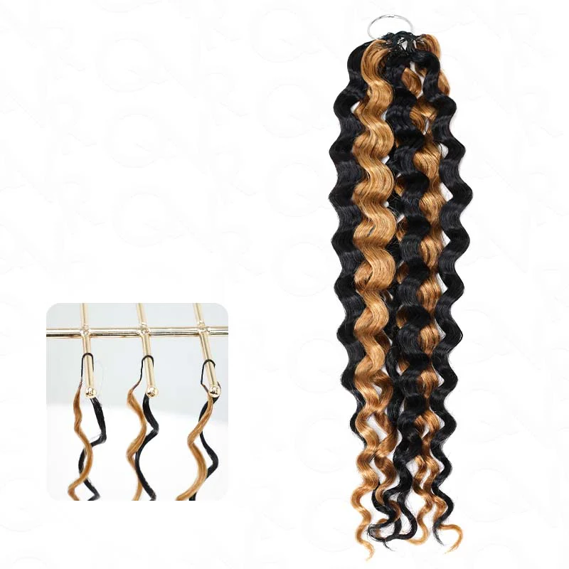 QVR Dark Brown #4 Crochet Hair Water Wave Machine Made Feather Human Hair Extension - Image 22
