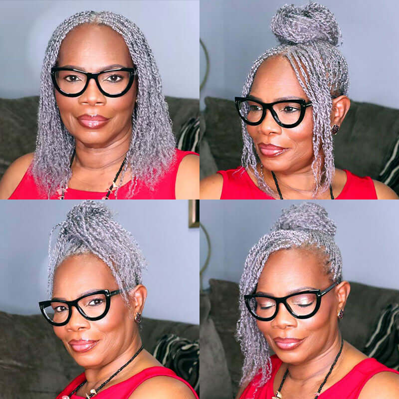 QVR Brazilian Grey Color Remy Hair Afro kinky Bulk Human Hair For Braiding Dreadlock Hair - Image 5