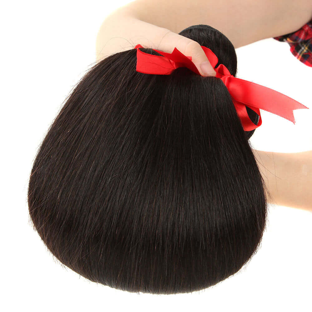 QVR Unprocessed Silk Straight Human Hair Bundles 3 Bundles Natural Color Hair Weave - Image 5