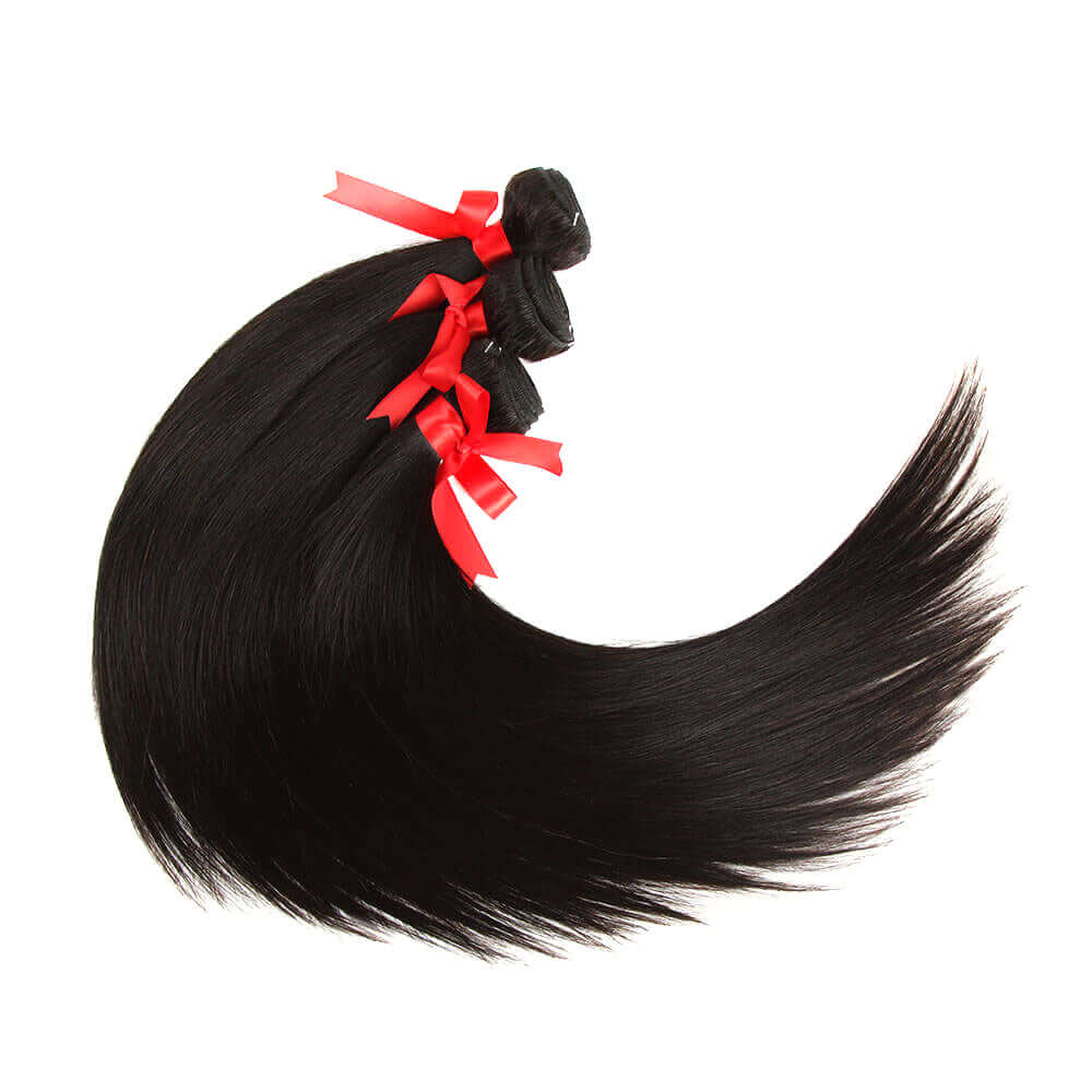 QVR Unprocessed Silk Straight Human Hair Bundles 3 Bundles Natural Color Hair Weave - Image 7