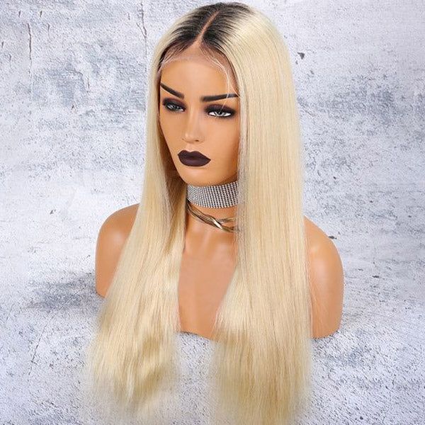 QVR 1B/613 Color 13x4 Transparent Lace Front Wigs Ombre Color Wigs Straight Human Hair Wigs - Image 4