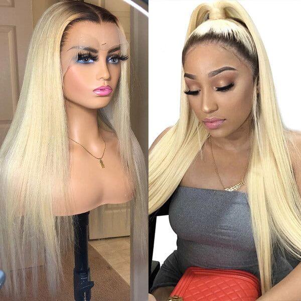QVR 1B/613 Color 13x4 Transparent Lace Front Wigs Ombre Color Wigs Straight Human Hair Wigs - Image 5