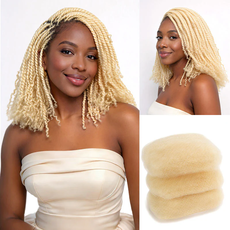 QVR #613 Blonde Color Afro kinky Bulk Human Hair for Braiding & Twists - Image 3