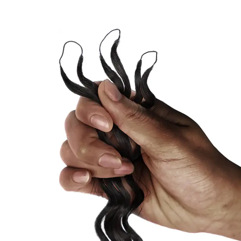 QVR #27 Water Wave Micro-Ring Loop Hair Feather Human Hair Extensions - Image 5