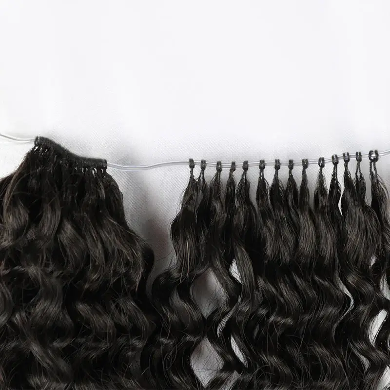 QVR #27 Water Wave Micro-Ring Loop Hair Feather Human Hair Extensions - Image 7
