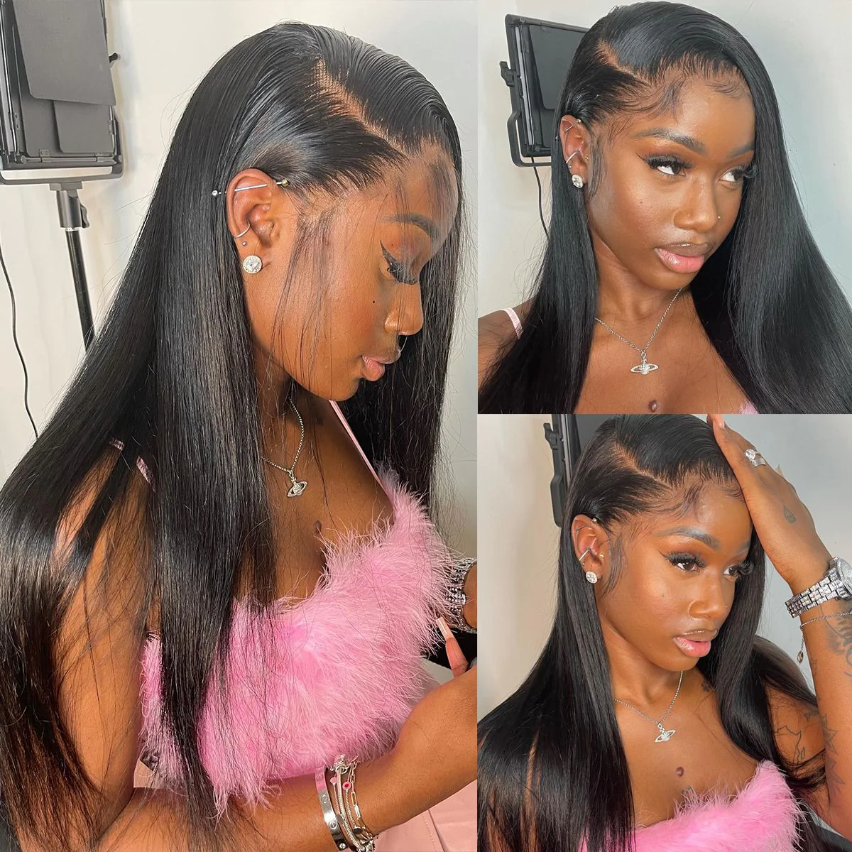 QVR Straight Wigs Human Hair Wig Pre-plucked Hairline with Baby Hair T Lace 4x4 13x4 13x6 Lace Frontal Wigs 210 Density - Image 6