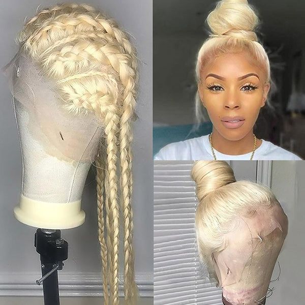 QVR #613 Blonde Body Wave Full Lace Wig Handmade Natural Black Human Hair Knotless Wigs - Image 6
