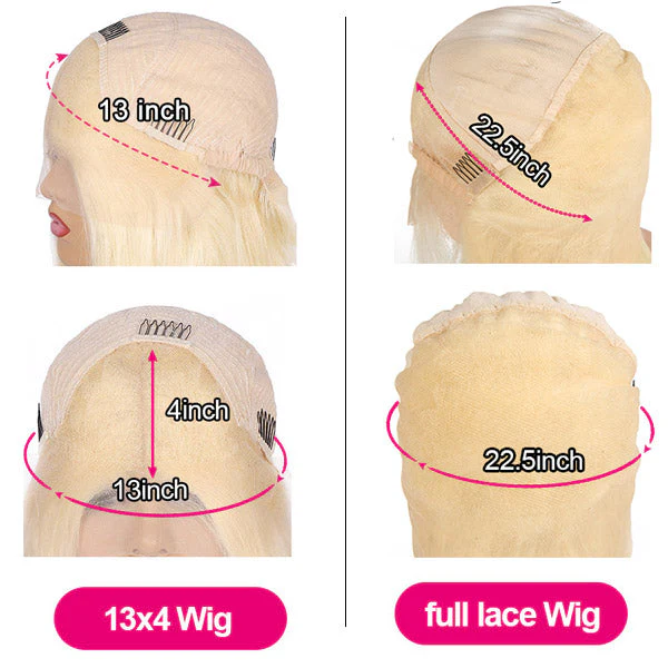 QVR #613 Blonde Body Wave Full Lace Wig Handmade Natural Black Human Hair Knotless Wigs - Image 7