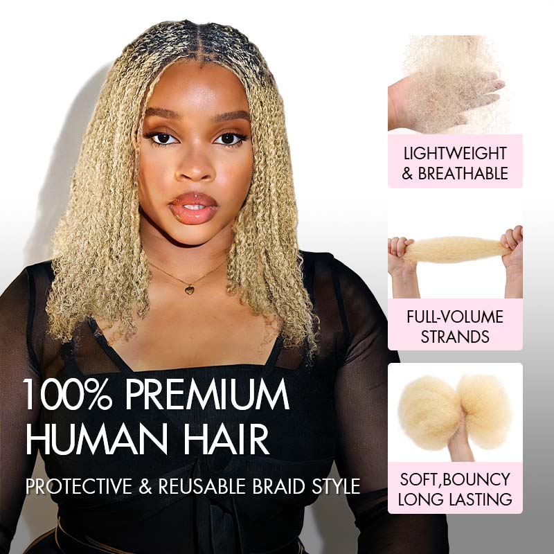 QVR #613 Blonde Color Afro kinky Bulk Human Hair for Braiding & Twists - Image 9