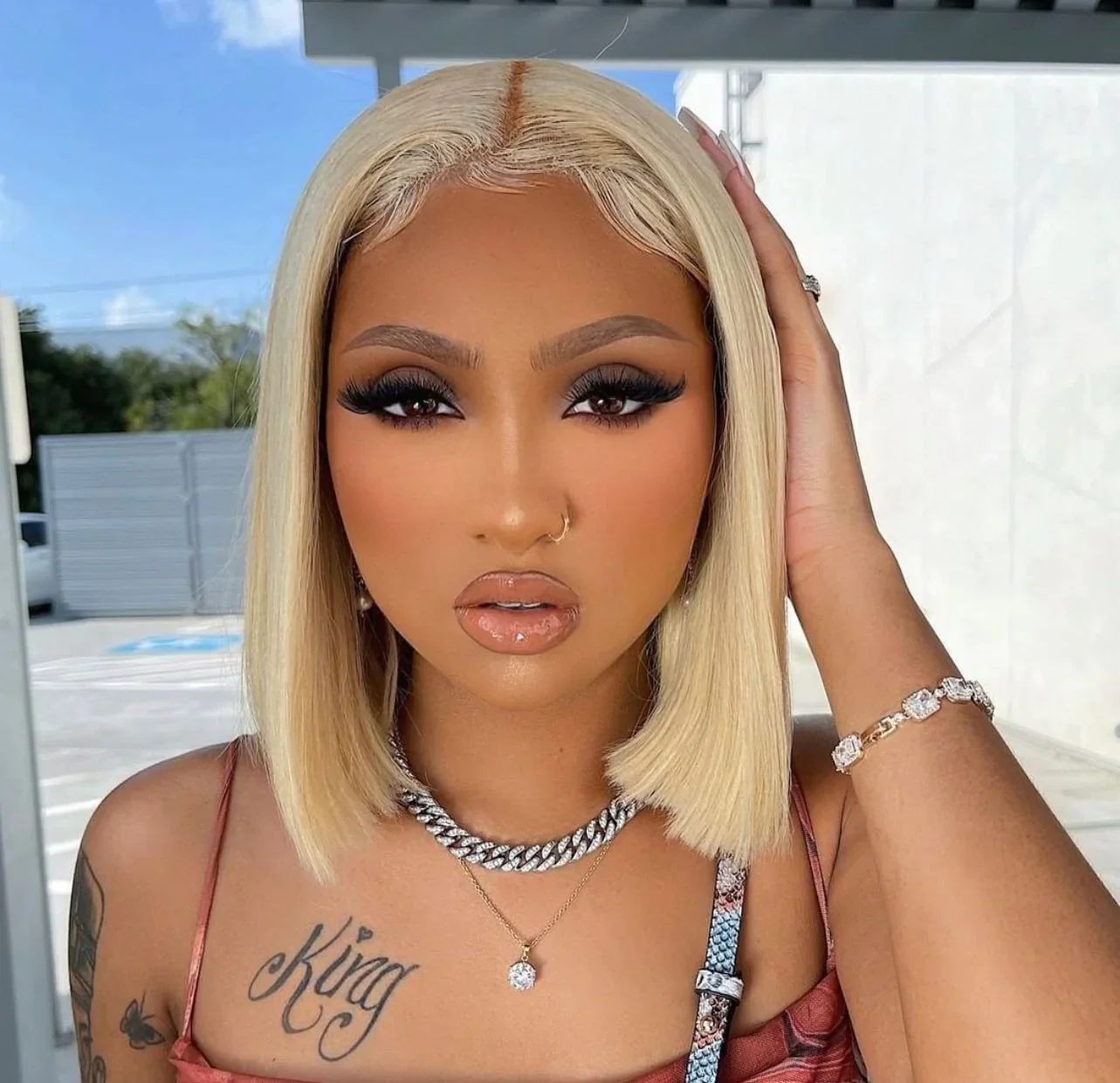 QVR 613 Color Blonde Hair Short Bob Wigs Straight Human Hair Wigs Short Lace Wigs - Image 3