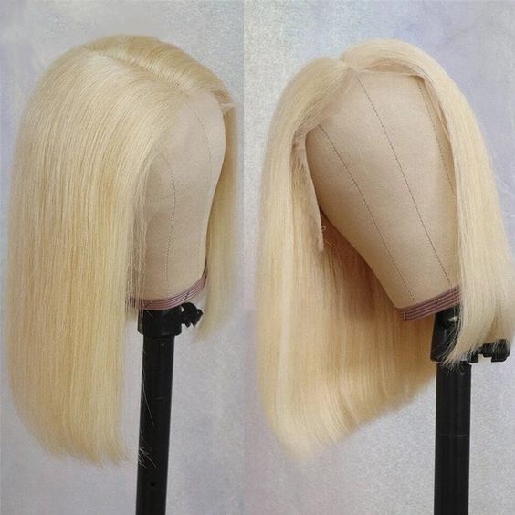 QVR 613 Color Blonde Hair Short Bob Wigs Straight Human Hair Wigs Short Lace Wigs - Image 7