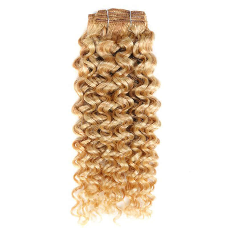 QVR #613 Hair 7Pcs Clip in Hair Extension Brazilian Jerry Curly Blonde Color Virgin Human Hair - Image 3