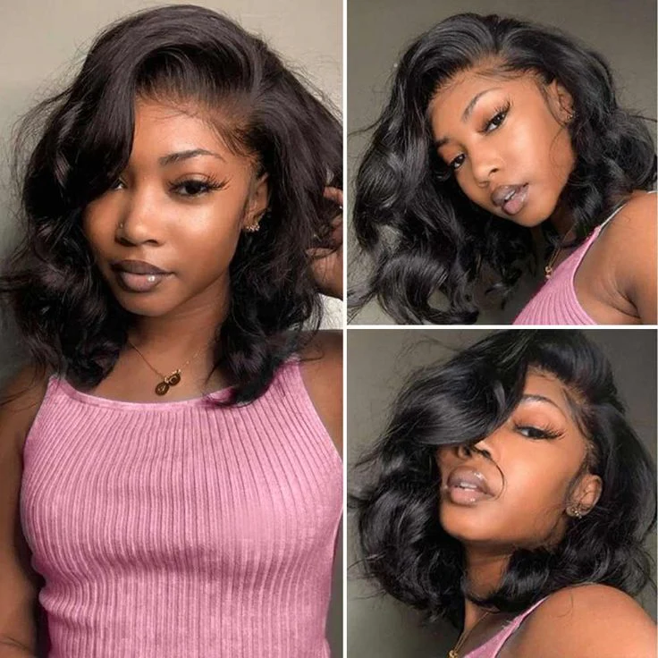 QVR Body Wave Short Bob Wigs Pre Plucked 13x4 Lace Front Wigs Human Hair 210% Density - Image 5
