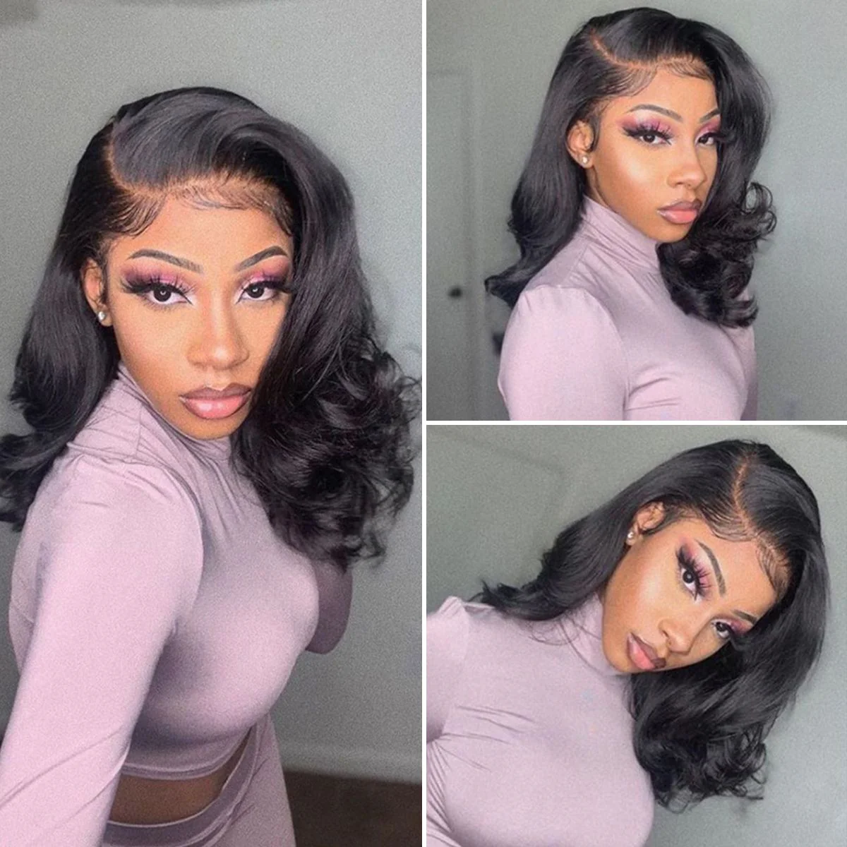 QVR Body Wave Short Bob Wigs Pre Plucked 13x4 Lace Front Wigs Human Hair 210% Density - Image 7