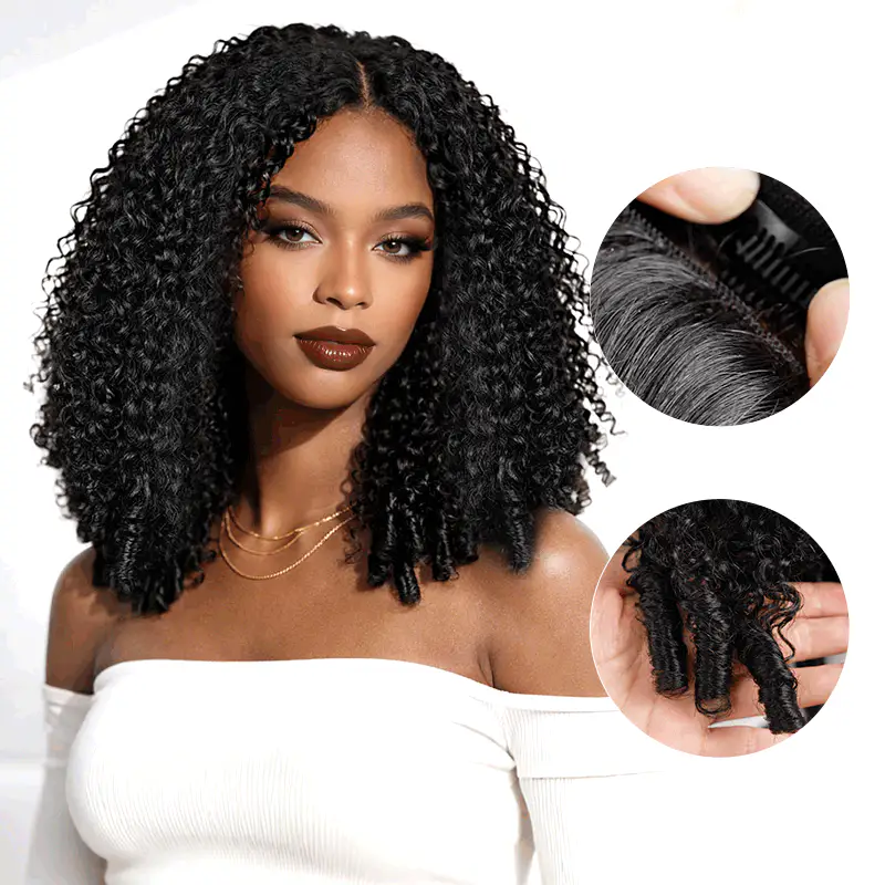 QVR Kinky Curly V Part Wigs Human Hair Beginner Friendly No Leave Out - Image 13