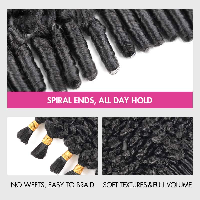 QVR Burmese Curly Boho Knotless Braids Human Bulk Hair Natural Black Human Braiding Hair Extensions - Image 3