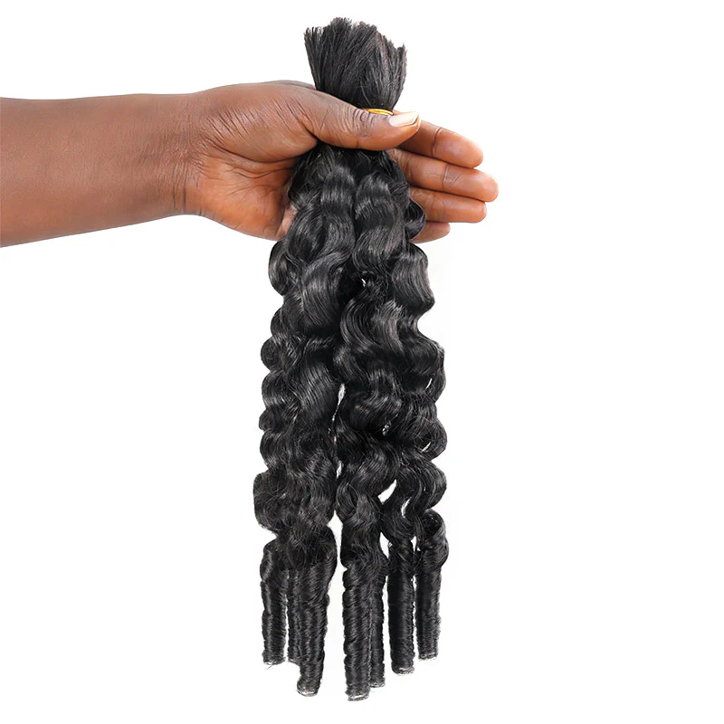 QVR Burmese Curly Boho Knotless Braids Human Bulk Hair Natural Black Human Braiding Hair Extensions - Image 6