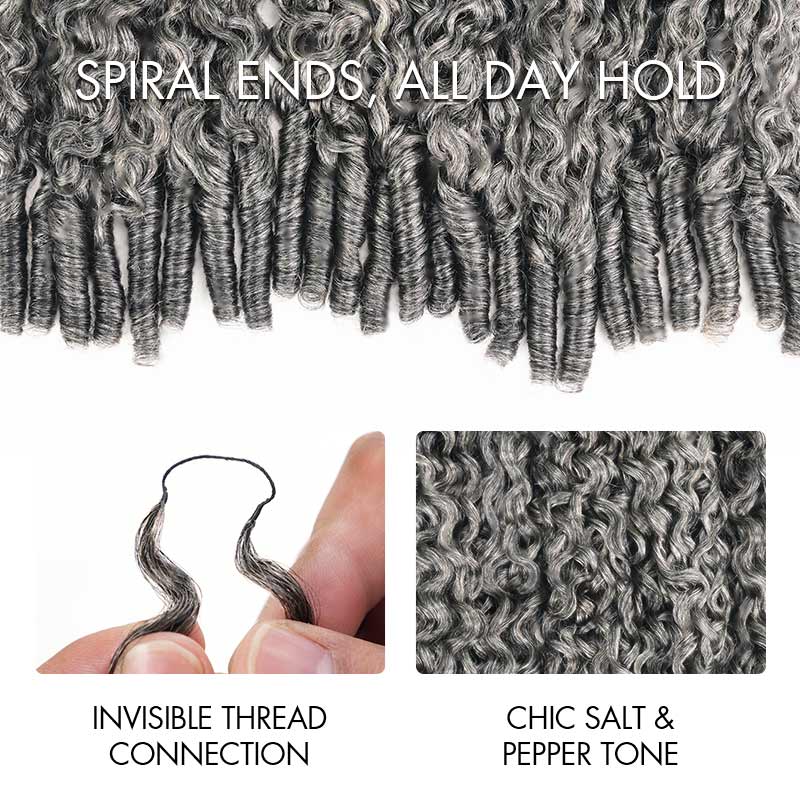 QVR Burmese Curly Feather Crochet Human Hair Salt Pepper Machine Made Crochet Weave Hair Extensions - Image 3