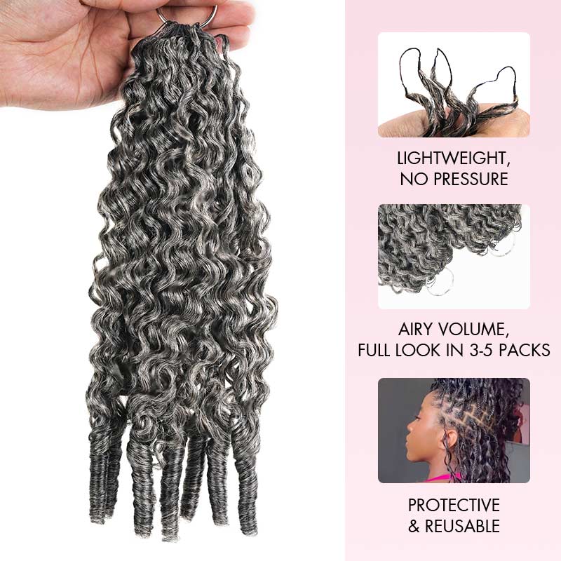 QVR Burmese Curly Feather Crochet Human Hair Salt Pepper Machine Made Crochet Weave Hair Extensions - Image 4