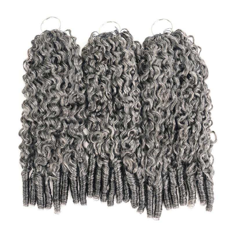 QVR Burmese Curly Feather Crochet Human Hair Salt Pepper Machine Made Crochet Weave Hair Extensions - Image 7