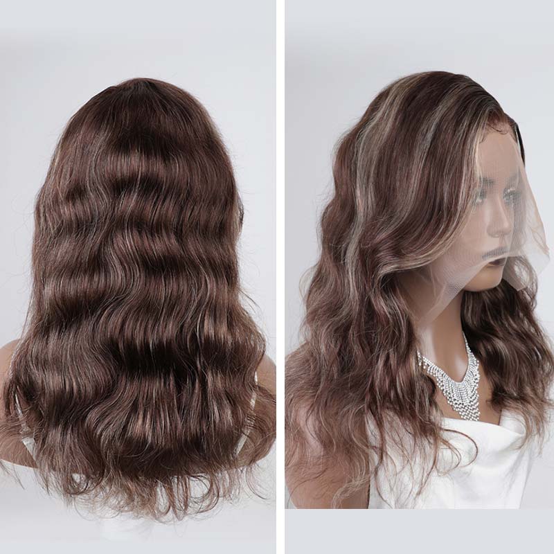QVR Dark Balayage HD Lace Front Closure Wig Human Hair Body Wave Wigs - Image 6