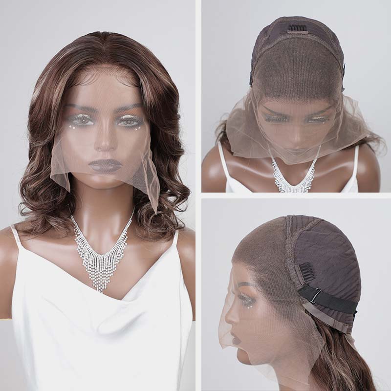 QVR Dark Balayage HD Lace Front Closure Wig Human Hair Body Wave Wigs - Image 8