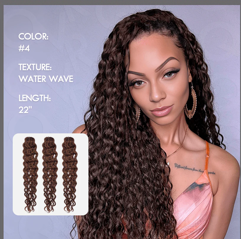 QVR Dark Brown #4 Water Wave Soft Feather Crochet Braids Human Hair Extensions - Image 7