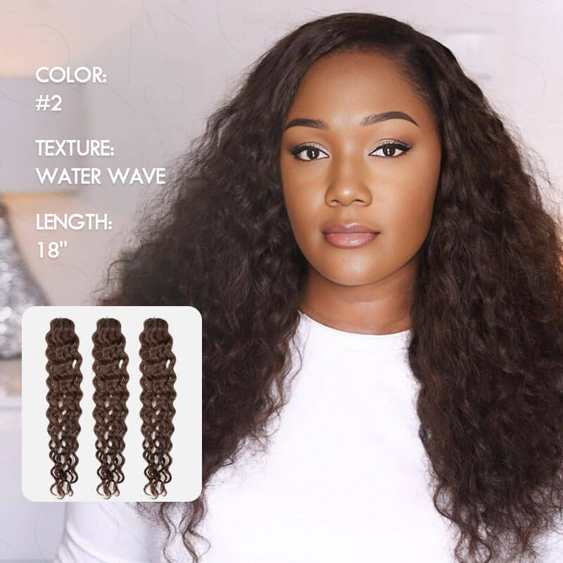 QVR Dark Brown #4 Water Wave Soft Feather Crochet Braids Human Hair Extensions - Image 4