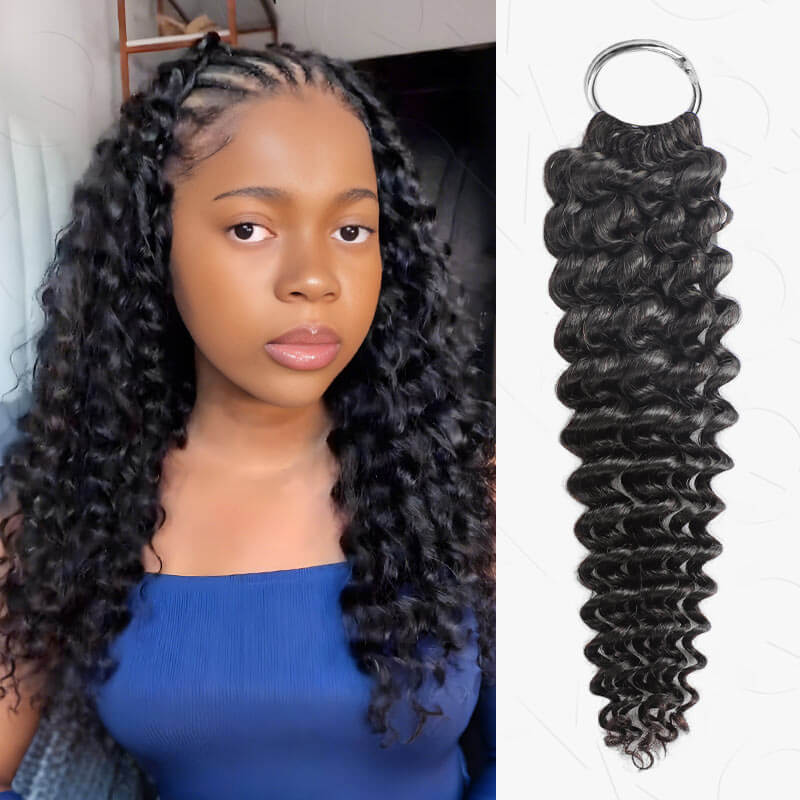 QVR Deep Wave Crochet Hair Natural Black Machine Made Feather Human Hair Extension - Image 10