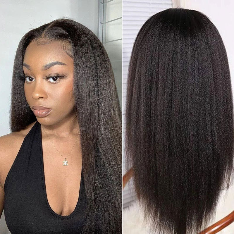 QVR Glueless 13x4/4x4/5x5 Lace Closure Wig Yaki Kinky Straight Wear and Go Human Hair Wigs - Image 7