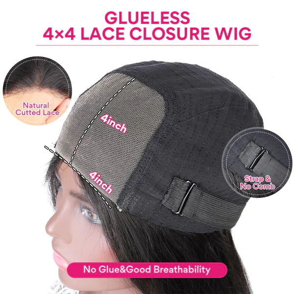 QVR Glueless 13x4/4x4/5x5 Lace Closure Wig Yaki Kinky Straight Wear and Go Human Hair Wigs - Image 9