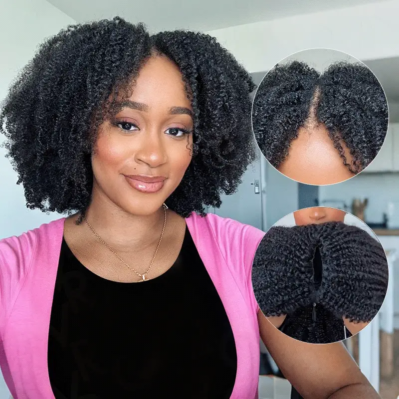 QVR Kinky Curly V Part Wigs Human Hair Beginner Friendly No Leave Out - Image 14